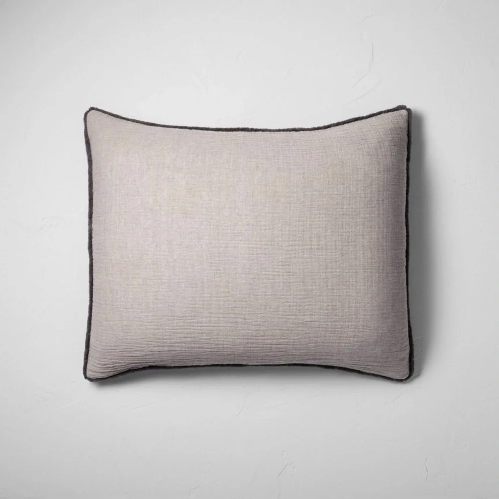 Casaluna Gray One Piece Standard Sham Pillow Case 100% Cotton New without Tags